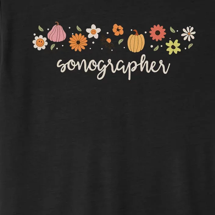 Fall Season Flowers Sonographer Pumpkin Ultrasound Tech ChromaSoft Performance T-Shirt