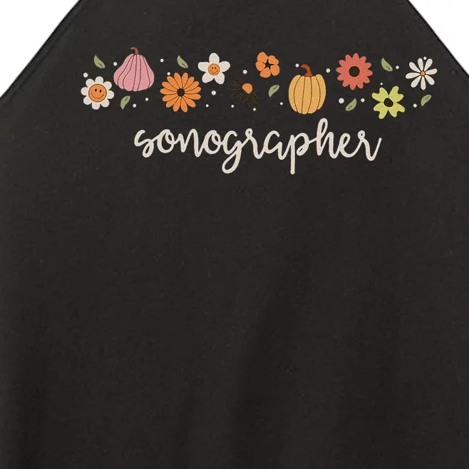 Fall Season Flowers Sonographer Pumpkin Ultrasound Tech Women’s Perfect Tri Rocker Tank