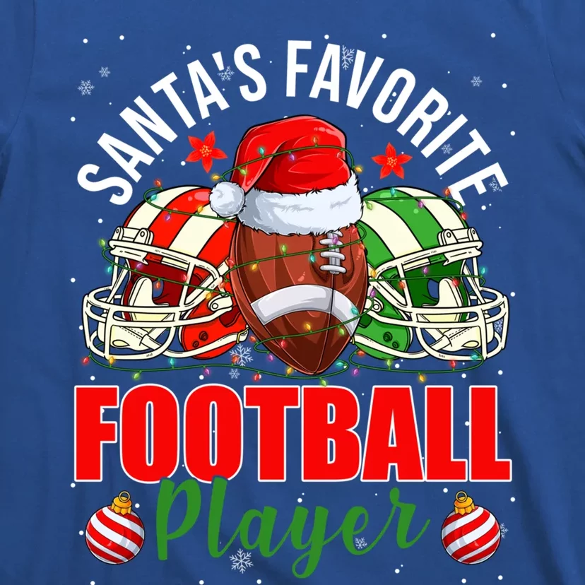 Funny SantaS Favorite Football Player Christmas Lights Xmas Gift T-Shirt