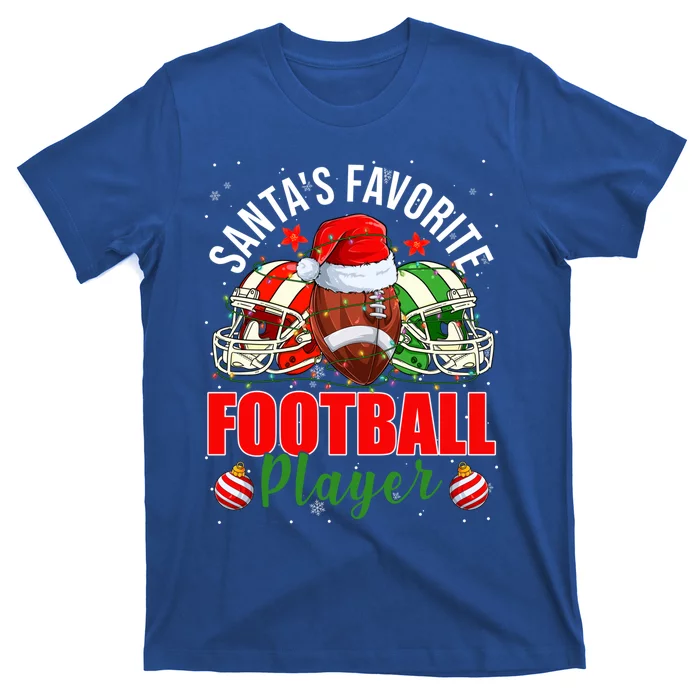 Funny SantaS Favorite Football Player Christmas Lights Xmas Gift T-Shirt