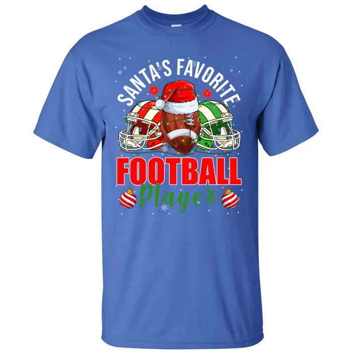 Funny SantaS Favorite Football Player Christmas Lights Xmas Gift Tall T-Shirt