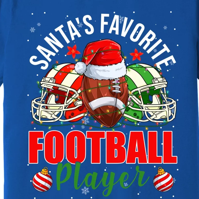 Funny SantaS Favorite Football Player Christmas Lights Xmas Gift Premium T-Shirt