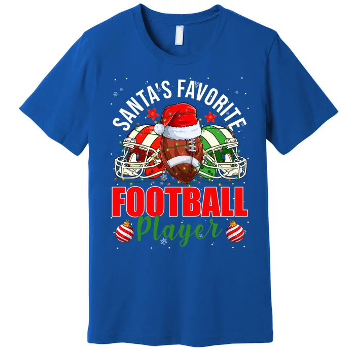 Funny SantaS Favorite Football Player Christmas Lights Xmas Gift Premium T-Shirt