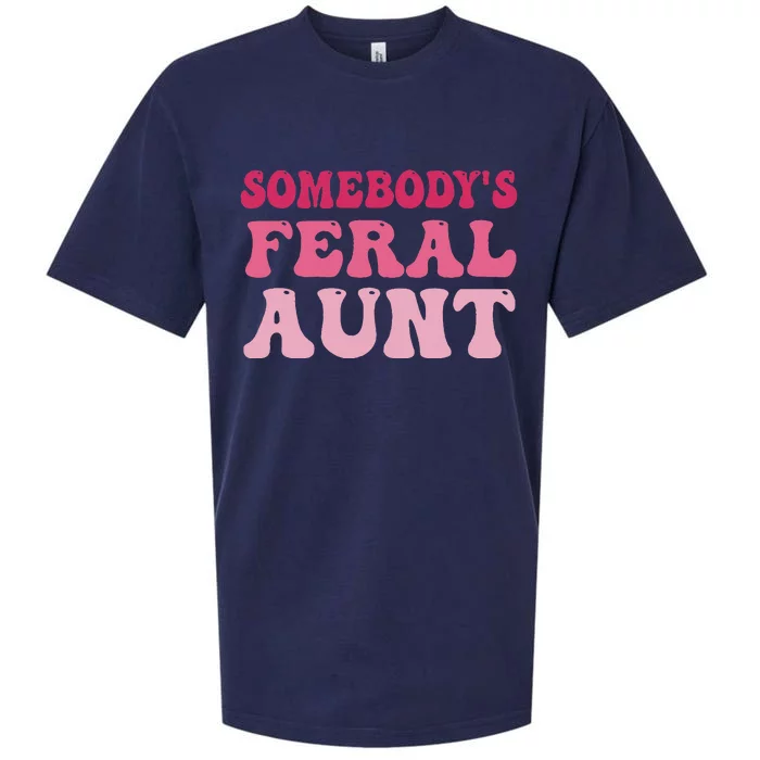 Funny Somebody's Feral Aunt Groovy For Mom Mother's Day Sueded Cloud Jersey T-Shirt