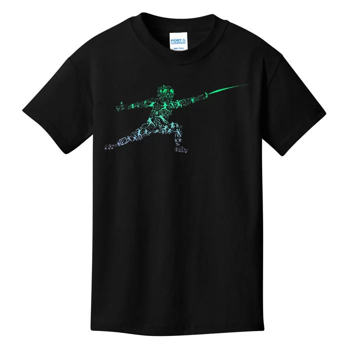 Fencing Stance For Fencer Swordfighting Kids T-Shirt