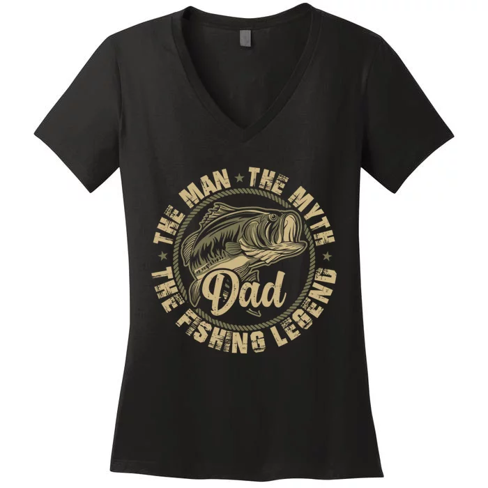 Fishing Shirts For Dad Father Day Fishing Gift For Fisherman Women's V-Neck T-Shirt