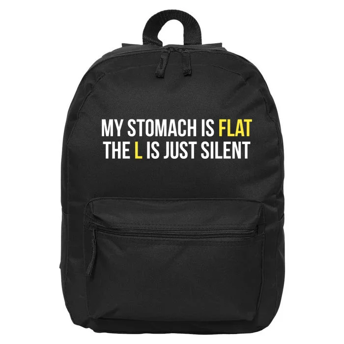 Flat Stomach Funny Saying 16 in Basic Backpack