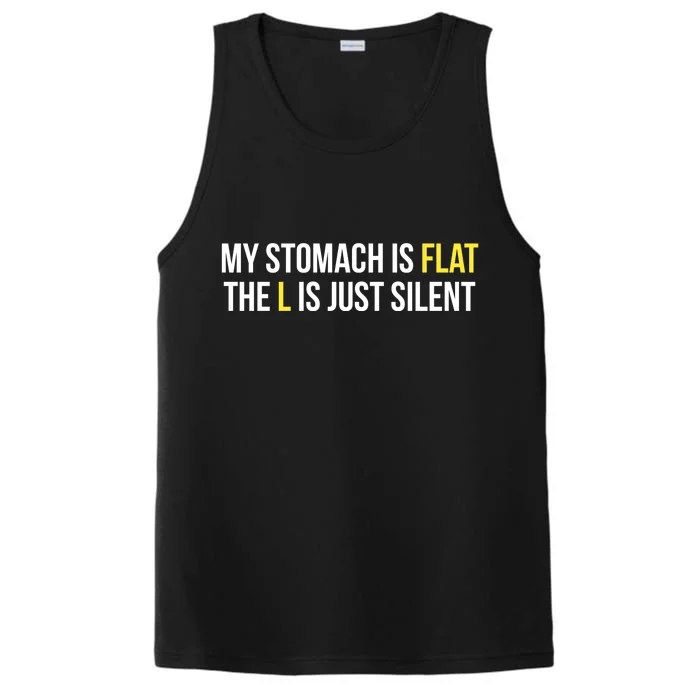 Flat Stomach Funny Saying Performance Tank