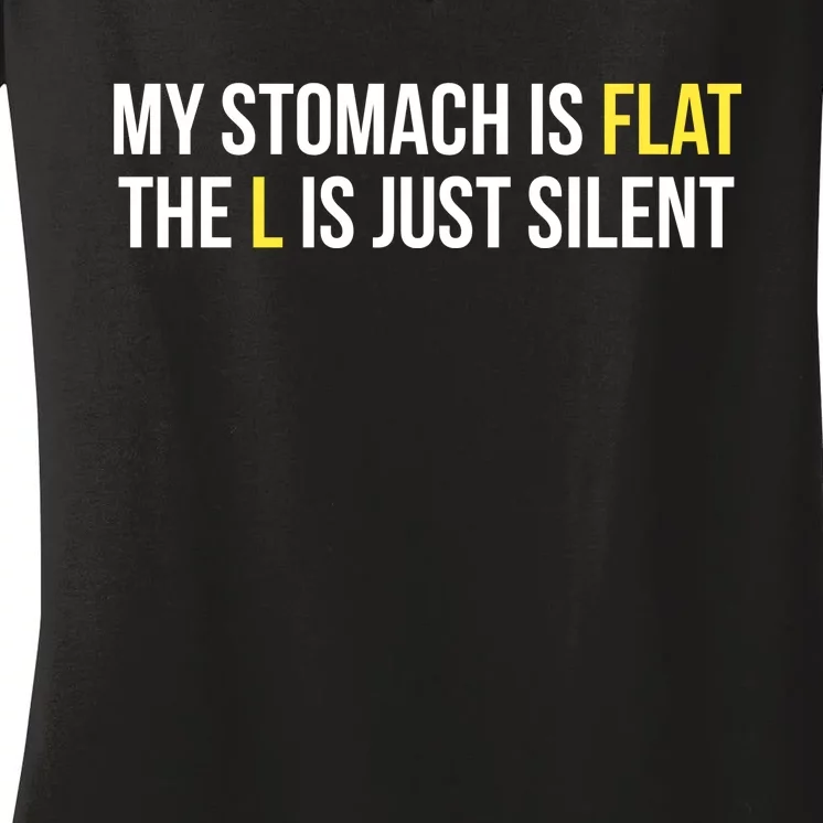 Flat Stomach Funny Saying Women's V-Neck T-Shirt