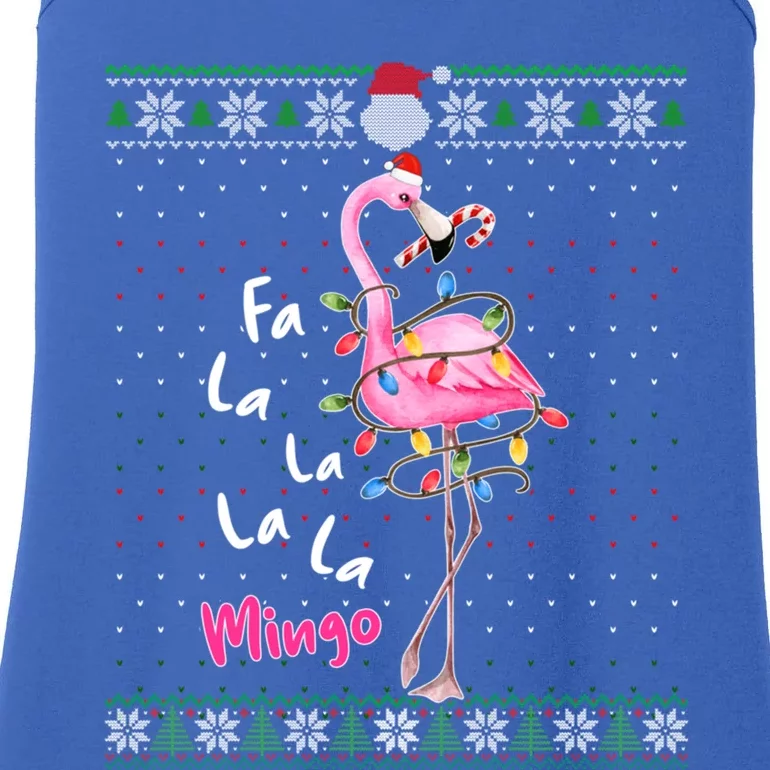 Funny Santa Flamingo Fa La La La Mingo Ugly Xmas Sweater Gift Ladies Essential Tank