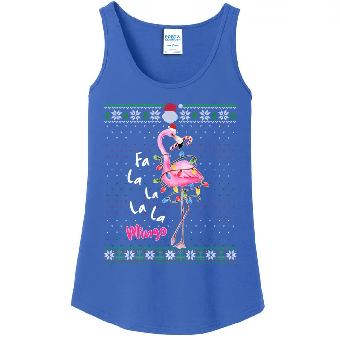 Funny Santa Flamingo Fa La La La Mingo Ugly Xmas Sweater Gift Ladies Essential Tank