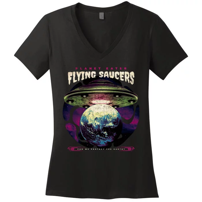 Flying Saucers Women's V-Neck T-Shirt