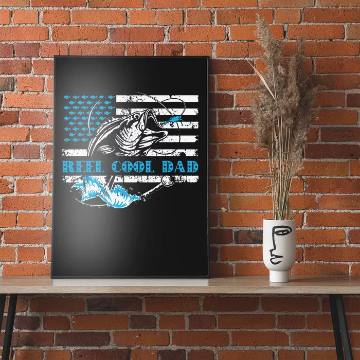 Fishing Stuff For Fathers Day Reel Cool Dad American Flag Poster