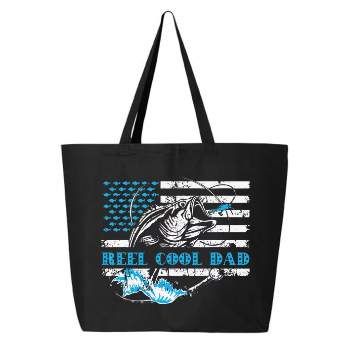 Fishing Stuff For Fathers Day Reel Cool Dad American Flag 25L Jumbo Tote