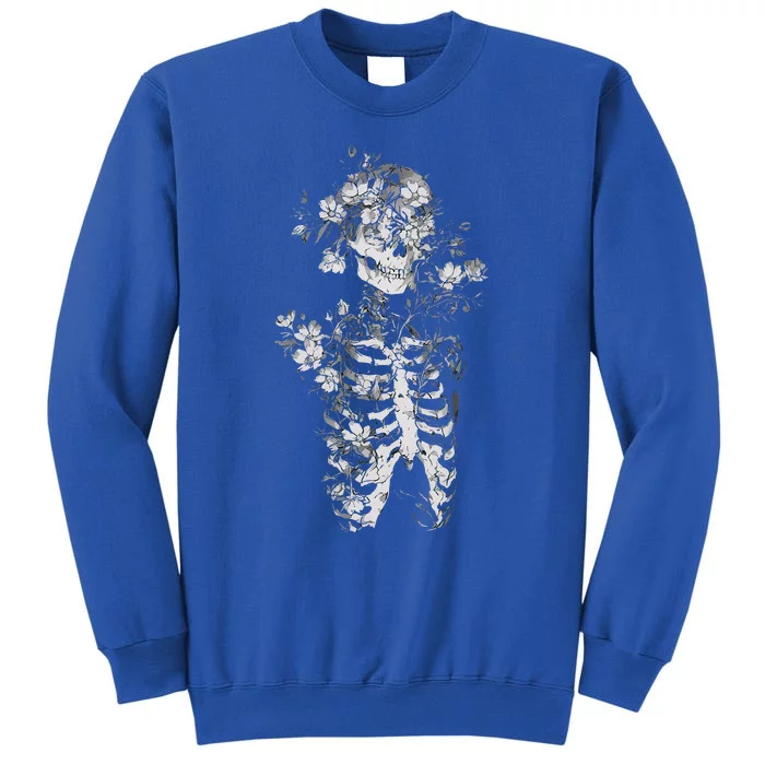 Floral Skeleton Flowers Goth Occult Death Dark Alt Aesthetic Tall Sweatshirt