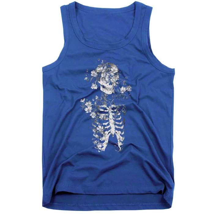 Floral Skeleton Flowers Goth Occult Death Dark Alt Aesthetic Tank Top