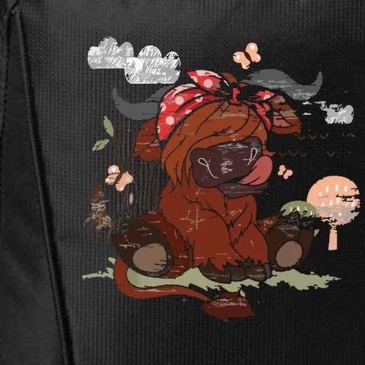 Funny Scottish Farmer Farm Animal Bandana Cute Highland Cow City Backpack