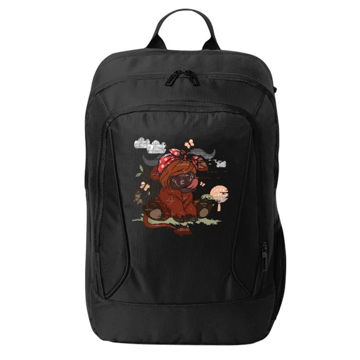 Funny Scottish Farmer Farm Animal Bandana Cute Highland Cow City Backpack