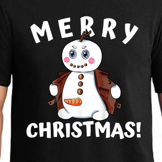 Flashing Snowman Funny Winter Carrot Pajama Set