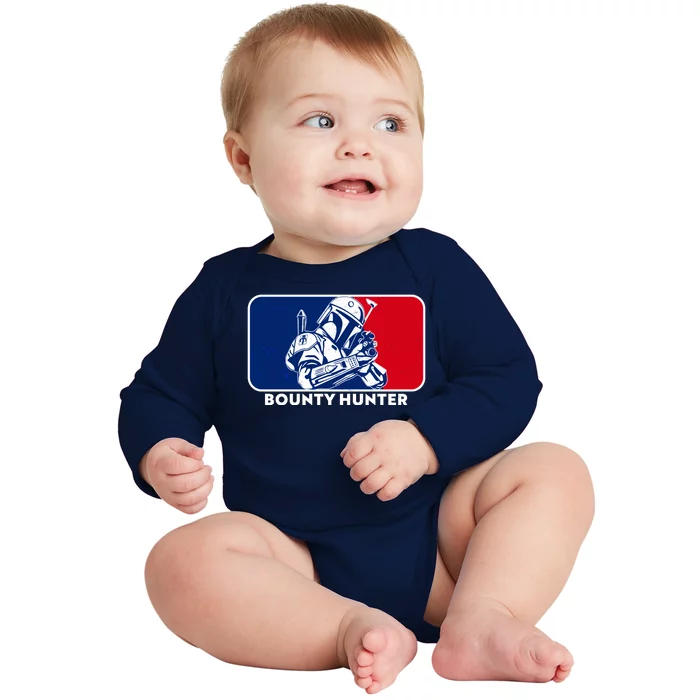 Funny Sci Fi Bounty Hunter Sports Logo Baby Long Sleeve Bodysuit