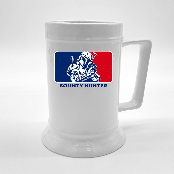 Funny Sci Fi Bounty Hunter Sports Logo Front & Back Beer Stein