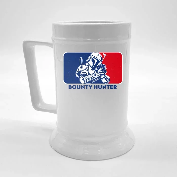 Funny Sci Fi Bounty Hunter Sports Logo Front & Back Beer Stein