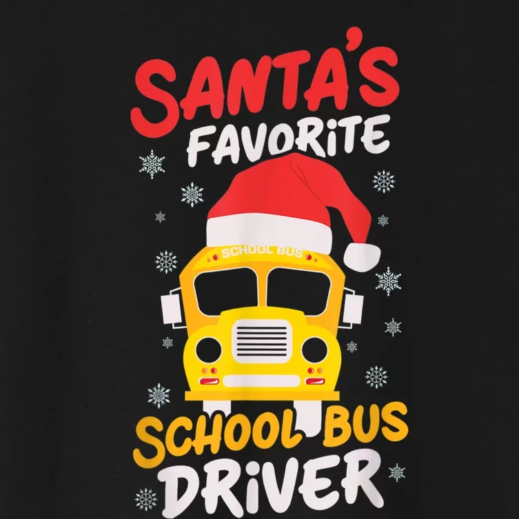 Funny Santas Favorite School Bus Driver Christmas Women's Crop Top Tee