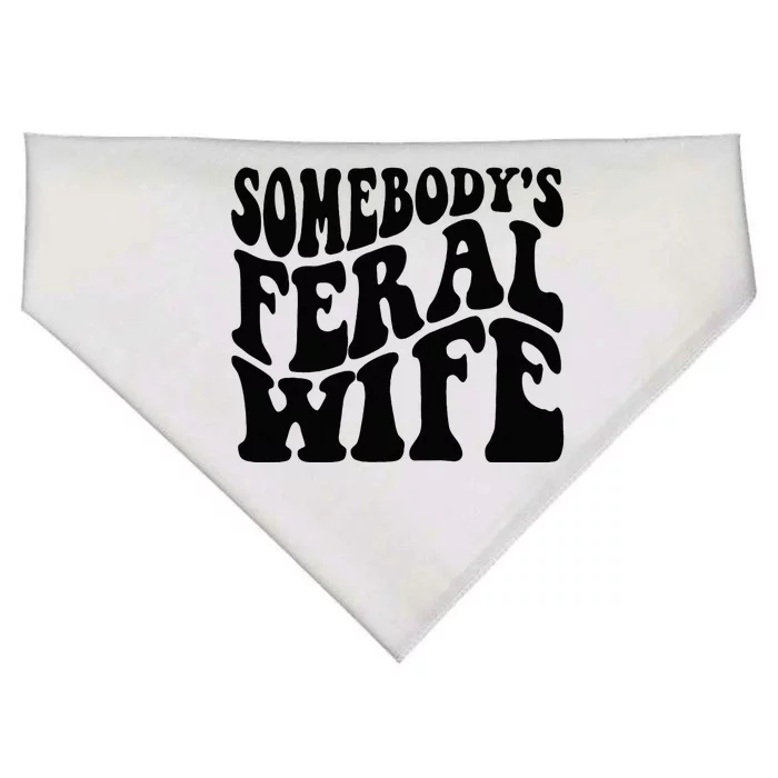 Funny Somebody's Feral Wife Groovy Retro Saying Hot Momma USA-Made Doggie Bandana