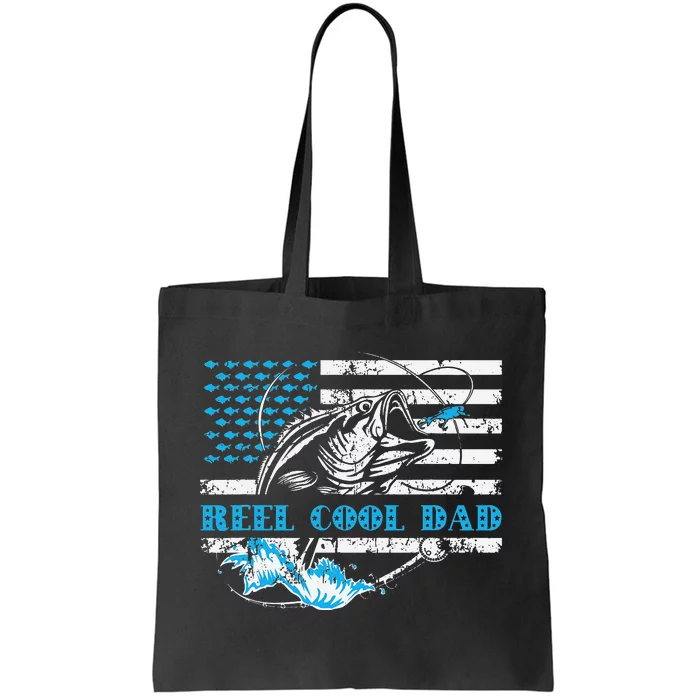 Fishing Stuff For Fathers Day Reel Cool Dad American Flag Tote Bag