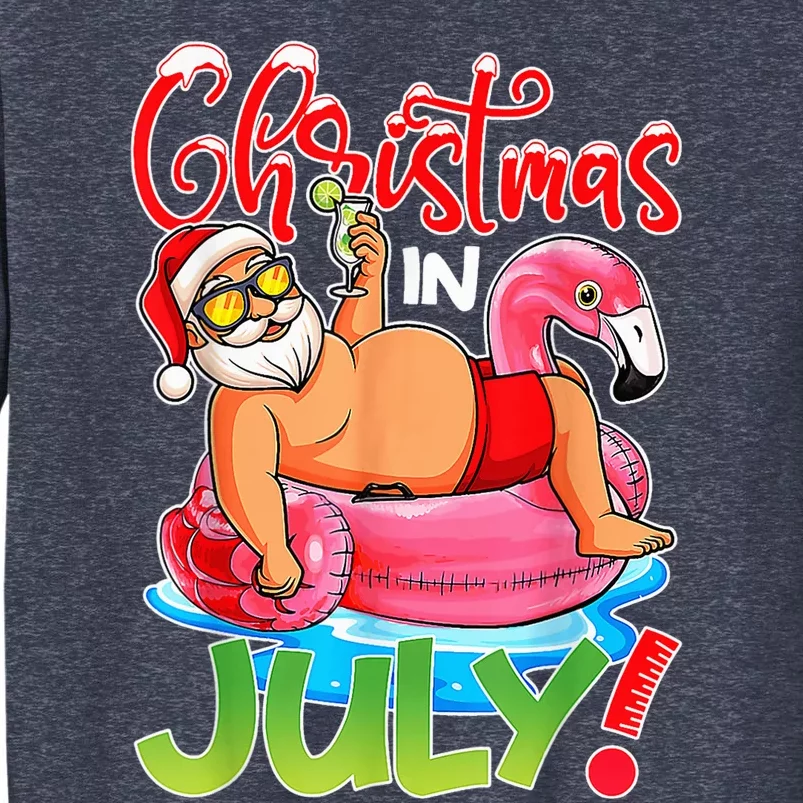 Funny Santa Flamingo Float Christmas In July Summer Vacation Sweatshirt