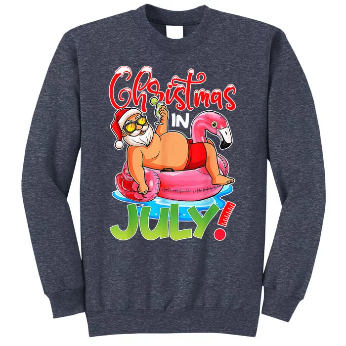 Funny Santa Flamingo Float Christmas In July Summer Vacation Sweatshirt