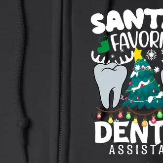 Funny SantaS Favorite Dental Assistant Christmas Santa Hat Full Zip Hoodie