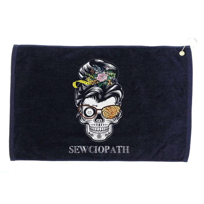 Funny Sewciopath Floral Sewing Leopard Flowers Skull Lady Grommeted Golf Towel