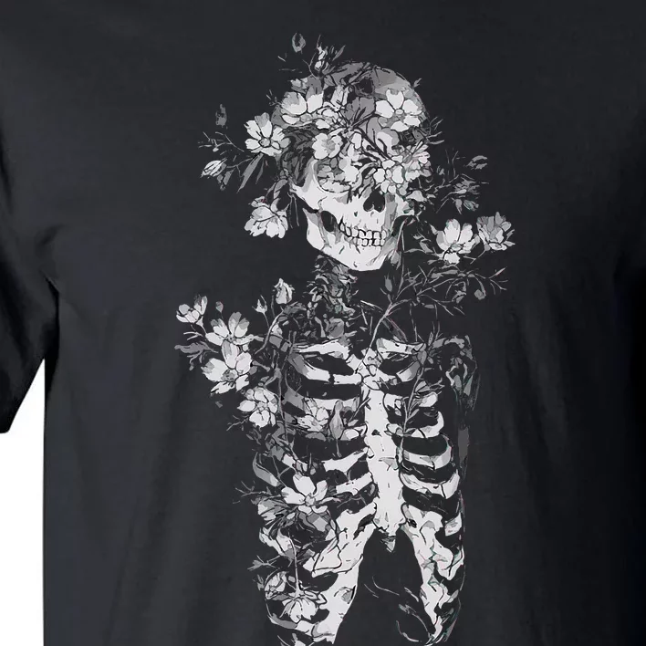 Floral Skeleton Flowers Goth Occult Death Dark Alt Aesthetic Tall T-Shirt