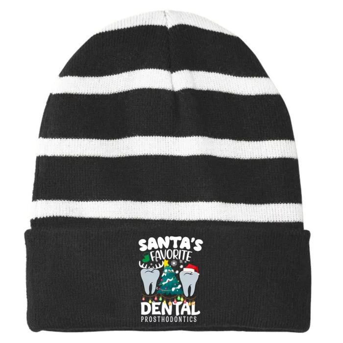 Funny SantaS Favorite Dental Periodontist Christmas Santa Hat Striped Beanie with Solid Band