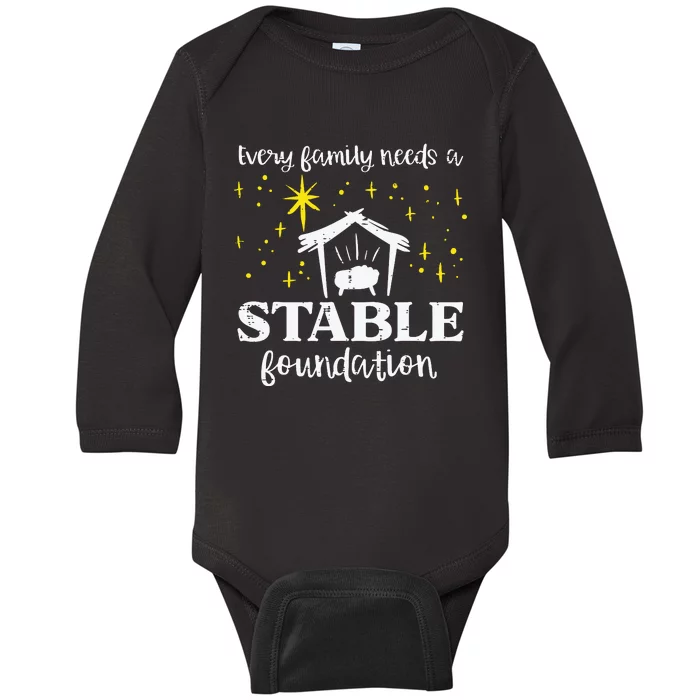 Family Stable Foundation Christian Jesus Christmas Xmas Baby Long Sleeve Bodysuit