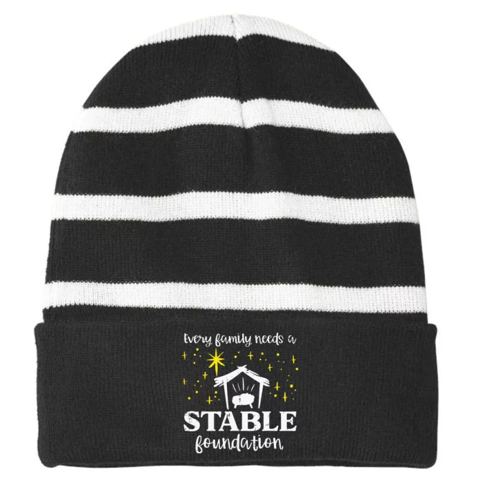 Family Stable Foundation Christian Jesus Christmas Xmas Striped Beanie with Solid Band