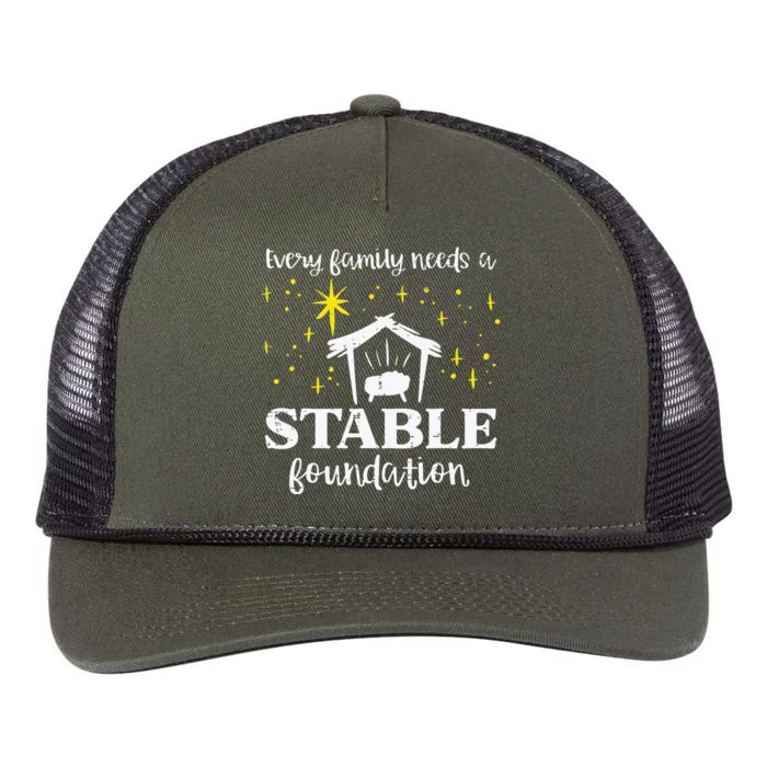 Family Stable Foundation Christian Jesus Christmas Xmas Retro Rope Trucker Hat Cap