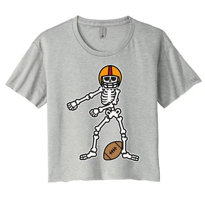 Flossing Skeleton Football Player Halloween Costume Women's Crop Top Tee