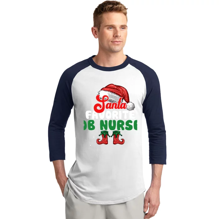 Funny Santas Favorite Ob Nurse Christmas Gift Baseball Sleeve Shirt