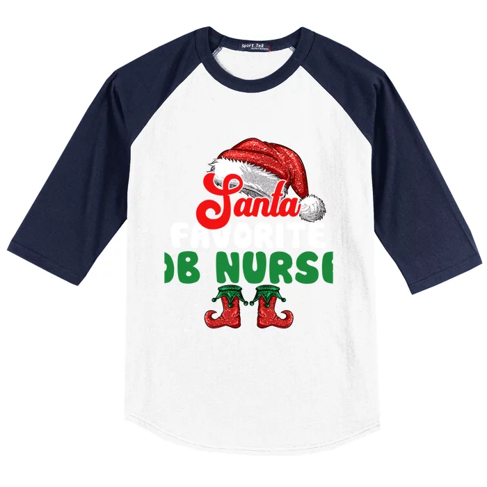 Funny Santas Favorite Ob Nurse Christmas Gift Baseball Sleeve Shirt