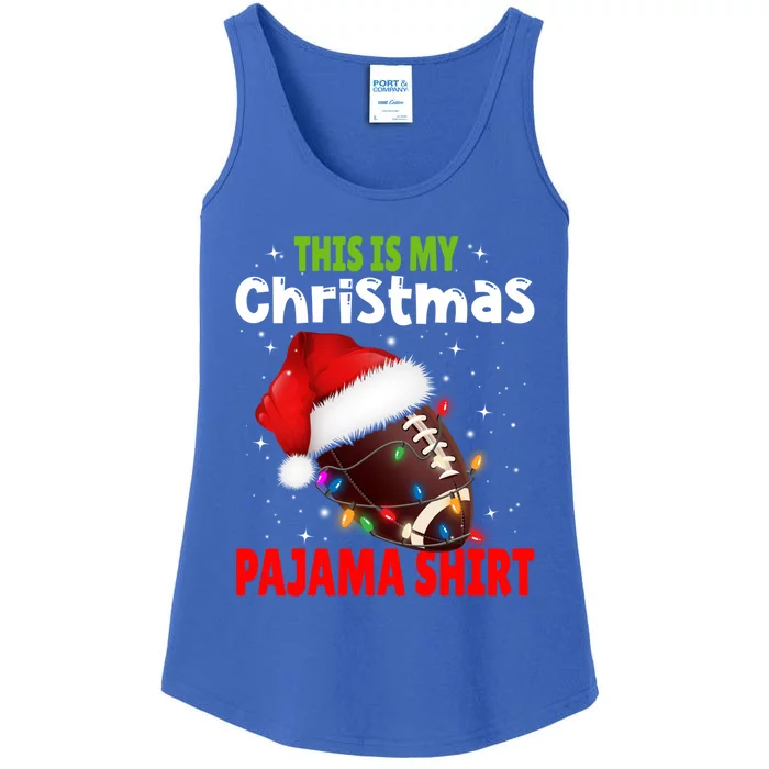 Funny Santa Football Team This Is My Christmas Pajama Cute Gift Ladies Essential Tank