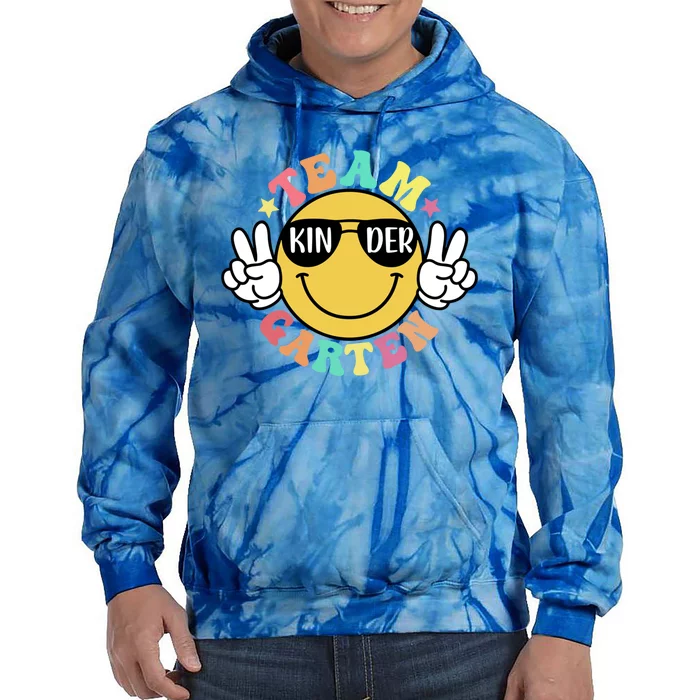 Funny Smile Face Back To School Team Kindergarten Teacher Great Gift Tie Dye Hoodie