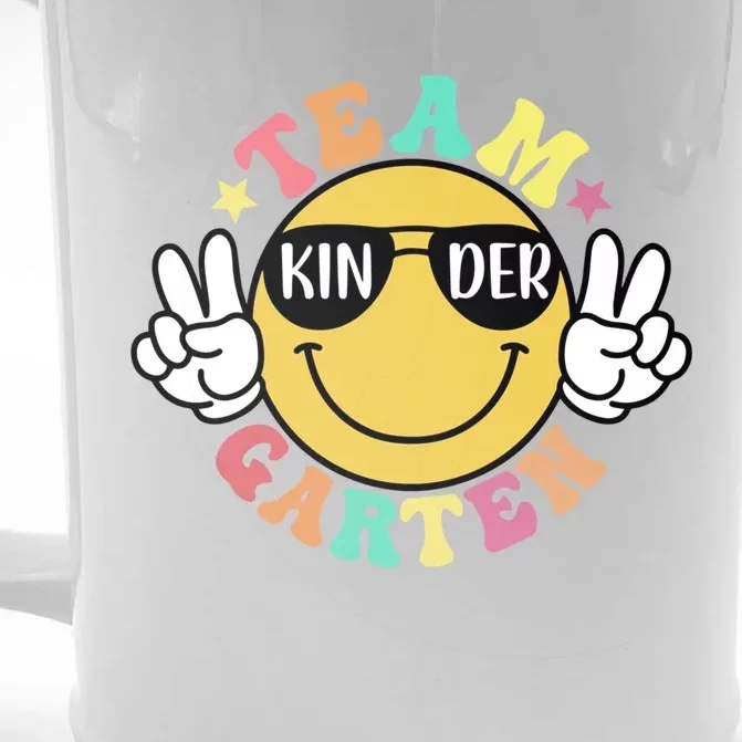 Funny Smile Face Back To School Team Kindergarten Teacher Great Gift Front & Back Beer Stein