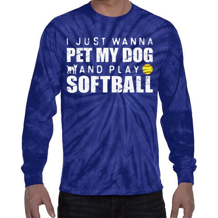 Fastpitch Softball Funny Dog Tie-Dye Long Sleeve Shirt