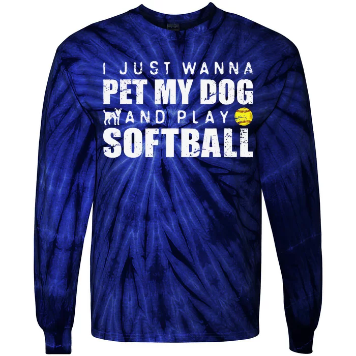 Fastpitch Softball Funny Dog Tie-Dye Long Sleeve Shirt