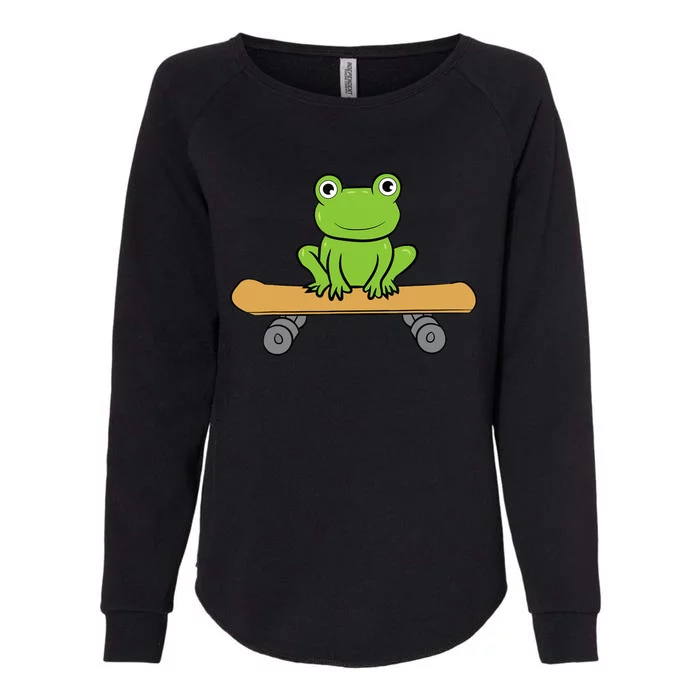 Funny Skateboarding Frog Funny Skateboard Frog Skateboarder Womens California Wash Sweatshirt