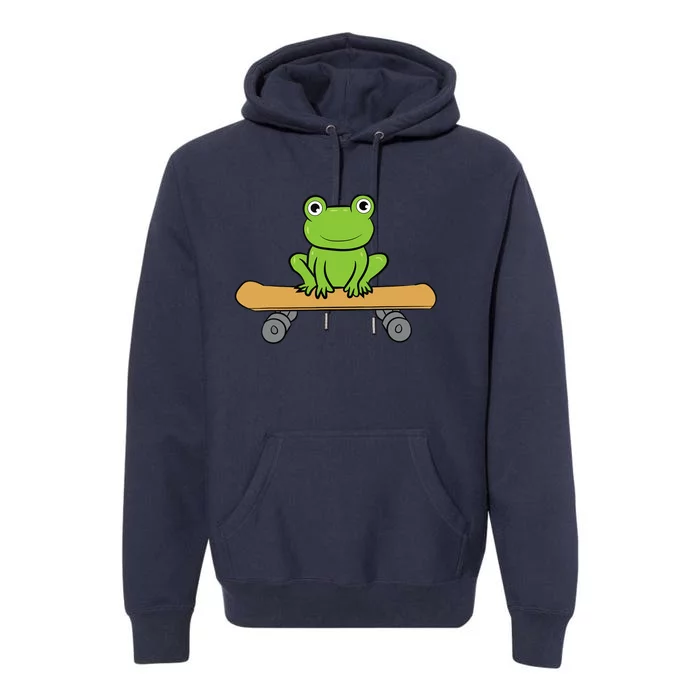 Funny Skateboarding Frog Funny Skateboard Frog Skateboarder Premium Hoodie