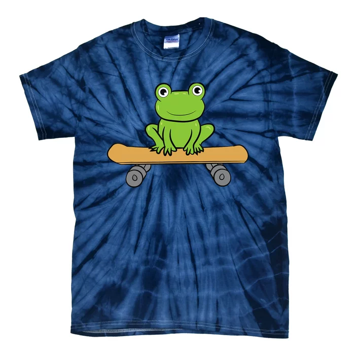 Funny Skateboarding Frog Funny Skateboard Frog Skateboarder Tie-Dye T-Shirt