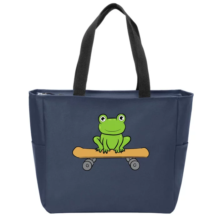 Funny Skateboarding Frog Funny Skateboard Frog Skateboarder Zip Tote Bag